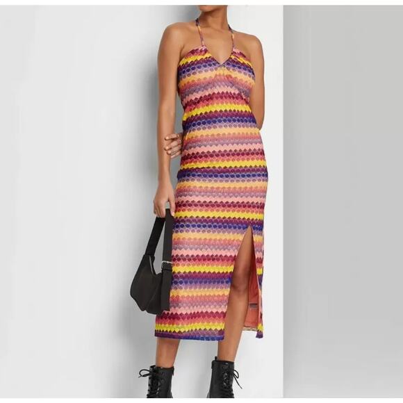 Wild Fable Women's Striped Multicolor Crochet Slip Dress - Size Large - NWT - Picture 6 of 11